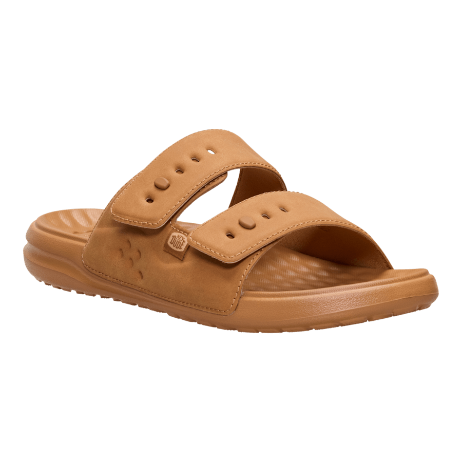 products/45264-21N_WAVE 2 STRAP SLIDE CLASSIC_COGNAC_3QTR - HEYDUDE